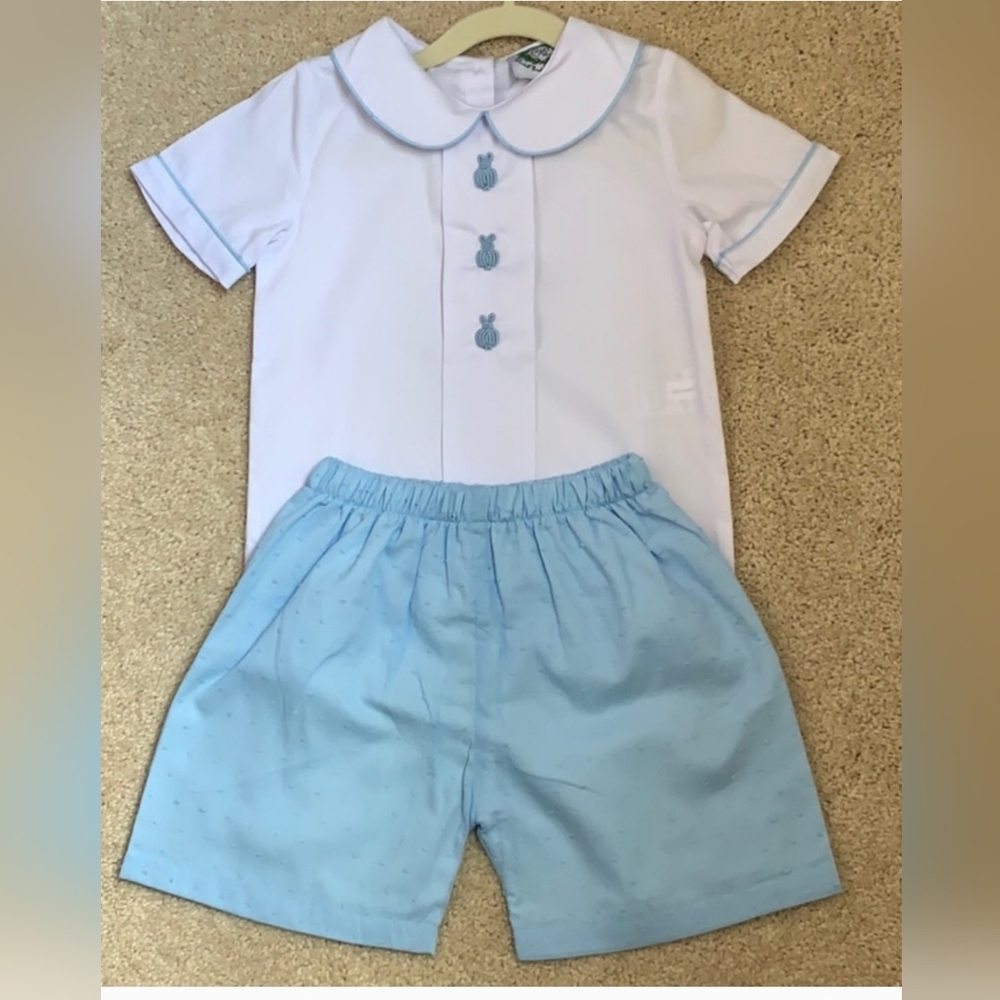 Size 5 Cecil and Lou Embroidered Bunny Short Set